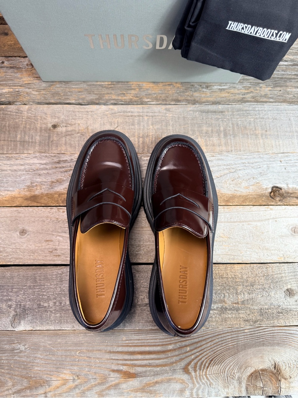 Thursday Burgundy Penny Loafers Women's 8.5 Like New - Picture 7 of 8